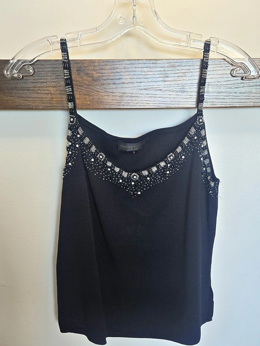 Today's Essentials Embellished Black Tank Top Size Large